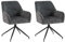 byLIVING Esszimmerstuhl Jacky / 2er Set/Vintage Velvet-Bouclé anthrazit/Gestell Metall schwarz/Polstersessel 360° drehbar/Esszimmerstuhl/Wohnzimmerstuhl/B 62, H 87, T 56 cm