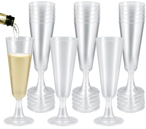 YZDZSW Sektgläser Plastik, 25 Stück Sektgläser 160ml Mehrweg Sektgläser Champagnergläser Mimosa für Sektempfang Hochzeit Geburtstag Picknick Party(Transparent)