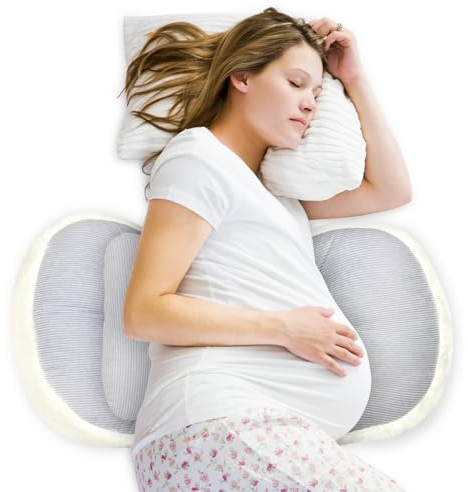 Bibykivn Coussin de Grossesse pour Dormir, Coussin de Soutien à la Taille, Coussin de Grossesse Réglable pour Femme Enceinte, Coussin de Grossesse pour Dormeur sur Le Côté, Les Jambes (Gris)