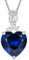 JO WISDOM Collier Rose Coeur Argent 925/1000 Femme,Collier Pendentif AAA Oxyde de Zirconium Pierre de naissance de septembre Couleur Saphir pour les femmes mère femme