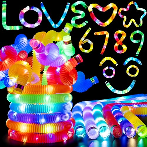 JOYIN 9 Stück LED Knicklicht Pop Tubes, Leuchtende Sensorik Spielzeuge & Biegsame Röhren, Perfekt Als Halloween Party Deko, Mitgebsel Für Kinder Und Fidget Toy