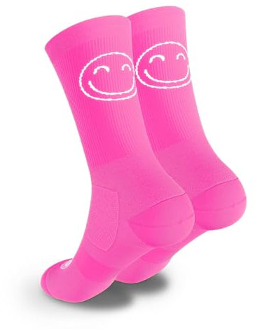 100 % technische Sportsocken, atmungsaktiv, wärmeregulierend, verstärkte Ferse und Zehenpartie, perfekt für Laufen, Crossfit, Radfahren, Fitnessstudio, Paddel, Neonpink, 42-46