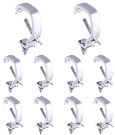 SUKITMISO 10Pcs Bühnenlichtklemmenhaken, Traversen Klammern C-Klemme, DJ-Lichtspannklemmen, Bühnenbeleuchtung Haken aus Aluminiumlegierung, Passend für Rohre mit 30–52mm Außendurchmesser Traglast 25Kg