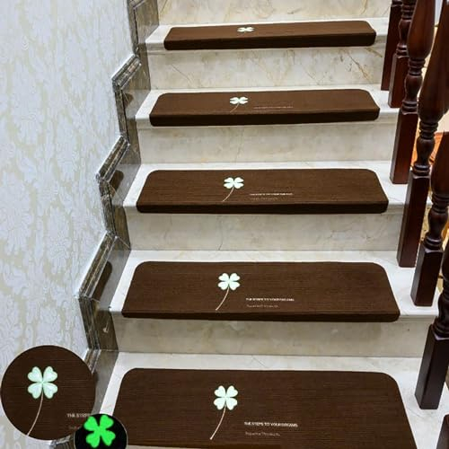 XRRJFYH Stufenmatten Innen Frei Zuschneidbar Treppenteppich 15 Stück Treppenstufen Matten Selbstklebend Treppen Teppich Treppenstufen Ohne Kleben(Brown,60x60cm/23.6x23.6in)