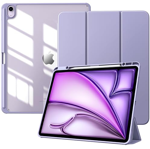 TiMOVO Hülle für New iPad Air 13 Zoll (M3/M2-2025/2024), Schutzhülle mit Stifthalter, Schlank Ständer Schutzhülle mit Klarer Transparent Rückseite für iPad air 13, Auto Schlaf/Aufwach, Taro Violett