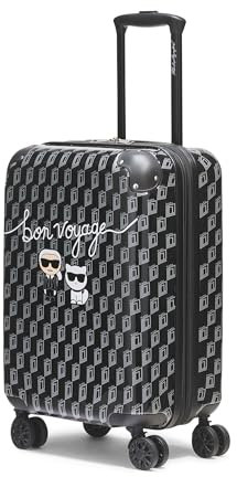 KARL LAGERFELD Paris Erweiterbare Spinners Hardside Bon Voyage Koffer, Schwarz/Grau, schwarz/grau, 9.2 inches (L) x 15.9 inches (W) x 22.5 inches (H), Erweiterbarer Hartschalen-Koffer mit Drehgelenk