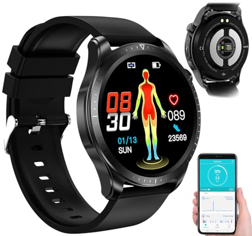 Newgen Medicals Fitnesstracker: Fitness-Smartwatch, EKG-, Herzfrequenz- & SpO2-Anzeige, App, IP67 (EKG Uhr, Smartwatch Blutdruck, Blutdruckmessgerät)