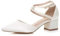 AJVANI Womens Ladies mid Block Heel Cross Strap Evening Mary Jane Court Shoes Size 7 40 Ivory Satin