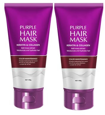 Violette Haarmasken, Tiefenpflege Und Aufhellung Des Haares Für Blondes, Weißes Oder Graues Haar, Reparierende Haarcreme M-it Avocadoöl Und Sheabutters, Violette Kollagen Haarmasken (2 pc, 1)