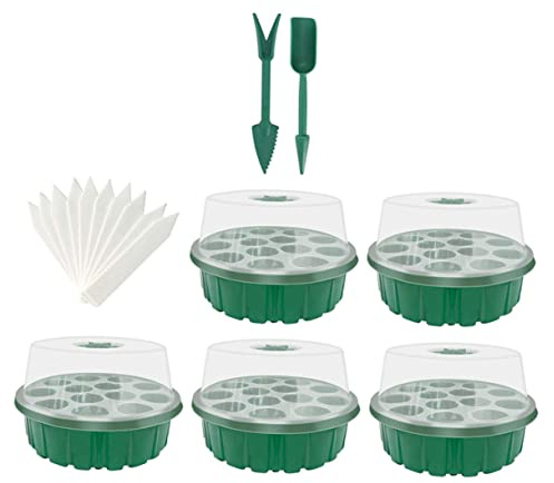 Didiseaon 17 Piezas Bandejas de Germinación con para Jardinería Set de Invernadero Redondo para Plantas Suculentas y Microgreens