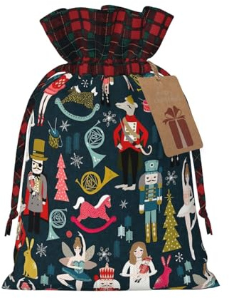 Women_S Nussknacker-Ballett-Weihnachts-Tanz-Druck, Weihnachts-Kordelzug, Geschenkverpackung, Tasche für Weihnachten, festliches Geschenk, Verpackung