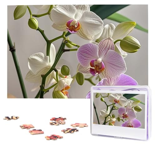 Bunte Orchideen-Blumen-Puzzles, 1000 Teile, personalisiertes Puzzle, Foto-Puzzle für Erwachsene, anspruchsvolles Bilderpuzzle mit Aufbewahrungstasche, Puzzles für Männer und Frauen, Heimdekoration