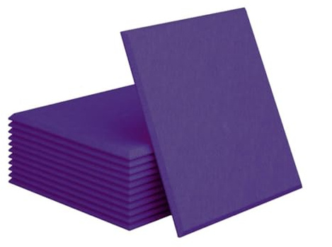 Hiseng 12 Pack Solid Colors Acoustic Wall Panels Self Adhesive Sound Proofing Panels High Density Felt Acoustic panels for Walls 30x30cm for Home Office Recording Studio Bedroom (Purple,30x30cm)