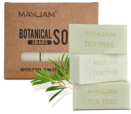 MAYJAM 3 PCS Tea Tree Soap, Natural Antibacterial Soap, for Men & Women | Cleanser & Moisturizing Exfoliating Soap Bar, Deep Cleansing, Controls Oil, Helps with Skin Acne and Athlete's Foot
