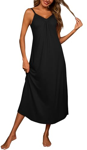 Bresdk Long Nightdresses for Women Sleeveless Nightshirts V Neck | Maxi Sleep Dress