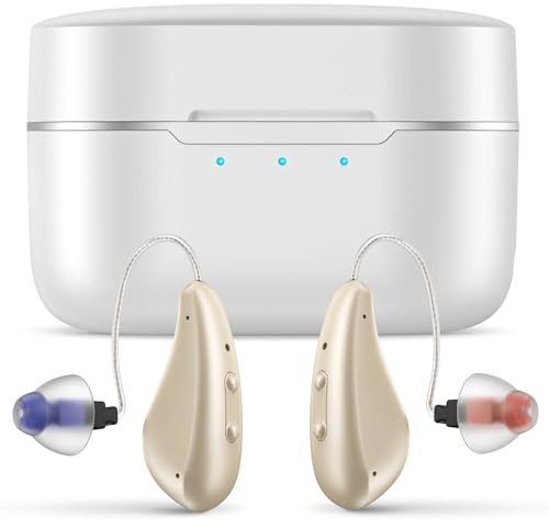 Hearing Aids Rechargeable for Seniors,Smart Noise Reduction & Echo Cancellation for Clear Sound, Comfort Fit & One-Touch Control