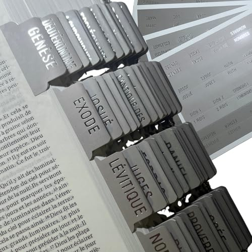 Onglets bibliques en français – 80 intercalaires adhésifs pour Livres de la Bible – Stickers Index Bible – Accessoire chrétien – Lecture & étude biblique simplifiée