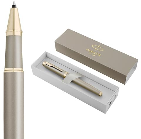 Parker IM Tintenroller | Finishing Touch Kollektion | sandsteinfarbenes Finish | Mittlere Spitze | Schwarze Tinte | Geschenkbox