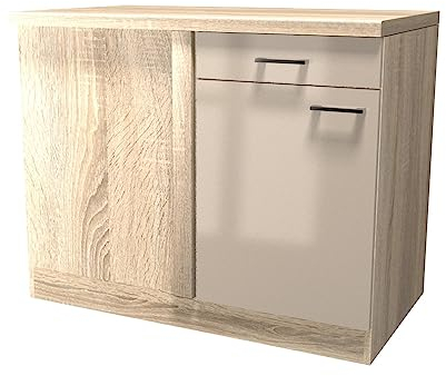 Smart Möberl Küchen Eck-Unterschrank - 110 cm breit - Kaschmir Glanz - Neapel