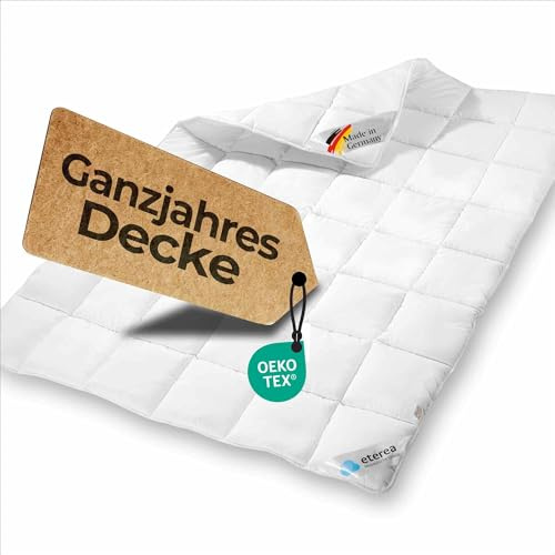 eterea 4-Jahreszeitendecke 200x200 - Frieda Steppdecke nach Oekotex 100 - Ganzjahresdecke 200x200 - Extra Weiches Oberbett - Blanket Duvet Decke - Winter + Sommer Bettdecke 200x200cm Weiß