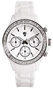 Auriol Damenuhr Quarz Chronograph mit Silikonarmband 2-LD3533-3 Weiß