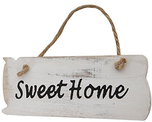 Targa cartello pensile decorativa shabby vintage legno paulonia 25x10cm - Sweet Home