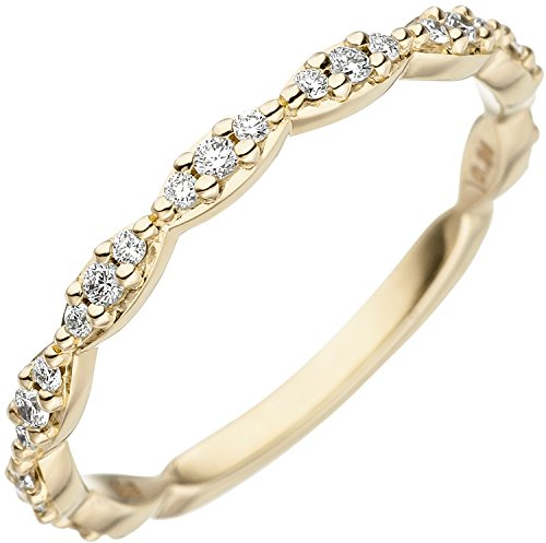 Jobo Damen Ring 585 Gold Gelbgold 27 Diamanten Brillanten Goldring Diamantring Größe 58