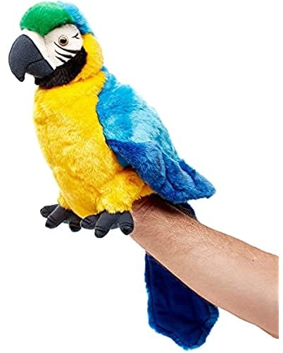 Uni-Toys - Handpuppe Papagei mit drehbarem Kopf - 26 cm (Höhe) - Plüsch-Puppe, Vogel - Plüschtier, Kuscheltier