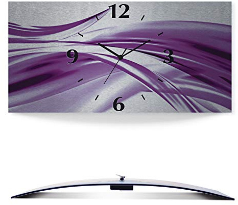 ARTLAND Wanddeko Wanduhr ohne Tickgeräusche Alu Quarzuhr 60x30 cm Eckig Lautlos 3D Design Welle Abstrakt Modern Kreativ Ausgefallen S7KV