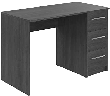 Amazon Basics Moderner Home-Office-Schreibtisch, Computertisch mit 3 Schubladen, einfacher Aufbau, 56 x 110 x 73,5 cm, dunkelgrau