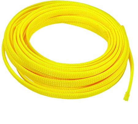 sourcing map Expandable Sleeving, 1/4-inch 16ft Cable Sleeve, Yellow