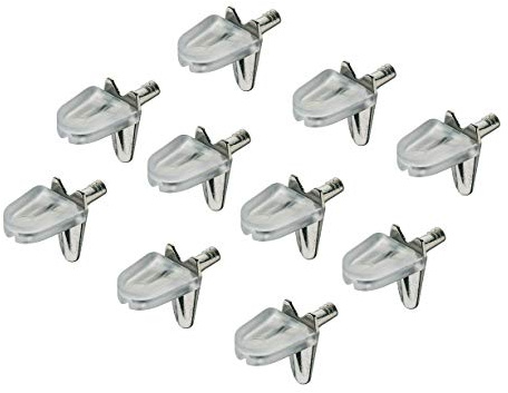 Gedotec Regalstütze Regal-Halter Metall Fach-Bodenträger zum Einbauen - H3129 | Befestigung für Glas-Böden | Stahl vernickelt | Stift mit Kunststoffauflage | 50 Stück - Glasbodenträger 3 mm für Möbel