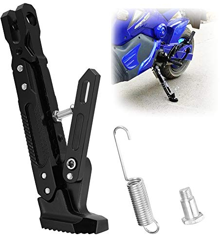 Qiilu Seitenständer mit Seitenständer Feder CNC Aluminiumlegierung Unifür Versal für Motorrad schwarz 22x9x4cm