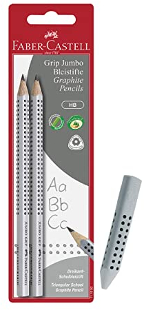 Faber-Castell 111992 - Bleistift Jumbo Grip HB (2 Bleistifte Jumbo + Radierer)