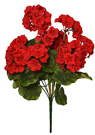 FloristryWarehouse - Bouquet di gerani finti in seta artificiale, 47 cm, 9 teste, rosso