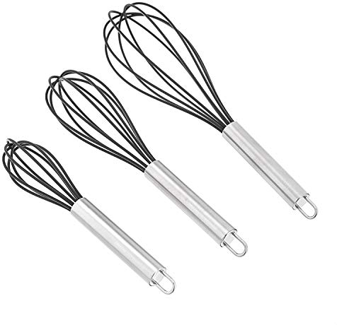 Amazon Basics 3 Unidad batidores de acero inoxidable - 20.3, 25.4 y, 30.5 cm, Negro (Antes éramos AmazonCommercial)