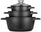 SMILE MGK18 - Batería de Cocina Inducción 6 piezas Aluminio Fundido, 3 ollas, Tapas de Vidrio Templado, Revestimiento Antiadherente, Apta Para Todo tTpo de Cocinas, Libre PFOA