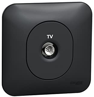 Schneider Electric - Ovalis - prise TV simple - fixation avec griffes Avec plaque -Anthracite - S465405