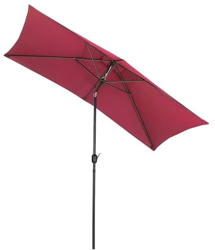 The Fellie Square Garden Patio Parasol, Aluminium Tilting Garden Umbrella with Crank Handle, Outdoor Sun Shade for Balcony, Residential, Commercial and Terrace, Red Wine