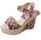 ZXCN Sandali con Zeppa da Donna Sandali con Zeppa da Donna Open Toe con Stampa Floreale Piattaforma Bohemia Sandali con Tacco Alto Moda Scarpe da Donna con Cinturino alla Caviglia Estate
