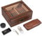Humidor Zigarren, Volenx Handgefertigter Humidor mit Zigarrenschneider, Feuerzeug, Hygrometer und Befeuchter, Zigarren Set für 25-50 Zigarren, Geschenke für Männer (Keine Zigarre)