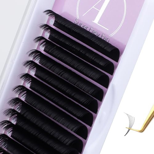 ALLOVE Easy Fan Lash Extensions Rapid Blooming Self Fanning Lash trays for Eyelash Extensions 0.03mm D Curl 17mm Volume Lash Extensions