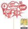 Personalised Superhero Comic Pow! Zap! Glitter Cake Topper- Red Any Custom Age Glitter Cake Decoration and Sprinkles - Happy Birthday Decorations - Personalised Toppers for Cakes by Cakeshop