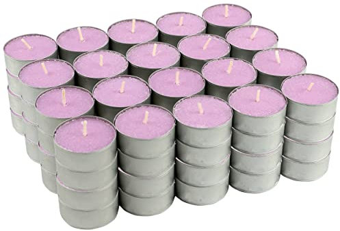 Pack de 80 Velas de Té Perfumadas, Duración de 4.5 Horas, Ideales para Aromaterapia, Decoración y Relax (Aroma de Lavanda)