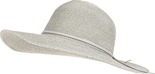 Caspar HT023 eleganter großer Damen Sommerhut Sonnenhut mit breiter Krempe und schmalem Schleifenband, Farbe:hellgrau, Accessoires:One Size