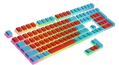 Ranked Pudding PBT-Tastenkappen | 112 Double Shot Transluzent ANSI US- und ISO-Layout | OEM-Profil für mechanische RGB-Gaming-Tastatur (Rot blau)