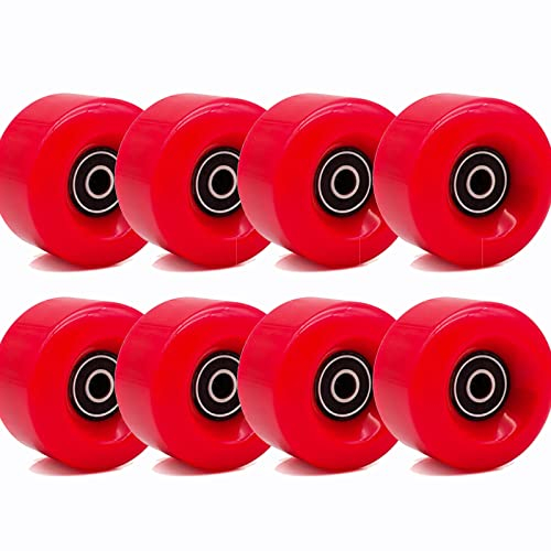 TGHY 8 Rollen für Quad-Rollschuhe mit Kugellager, installierte PU-Ersatzräder für doppelreihige Skaten und Skateboards, 32 mm x 58 mm, Rot