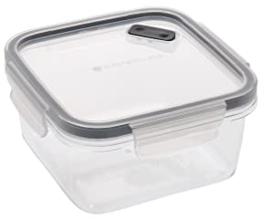 MasterClass Eco-Snap 1.4L Recycled Plastic Food Storage Container with Lid, BPA Free, Lunch Box, Prep & Leftovers, Clip Lock Shut, Recycled, Re-usable & Recyclable, Freezer & Microwave Safe, Square