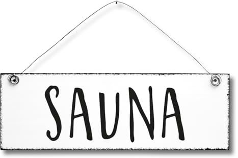 Gestaltungsspielraum Sauna - Schild Dekoschild Türschild Wandschild Holz 10x30cm - Holzdeko Holzdruck Holzbild Tür Deko Schild