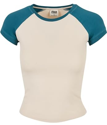 Urban Classics Damen Tb5075-ladies Organic Stretch Short Retro Baseball Tee T-Shirt, Whitesand/Jasper, M EU